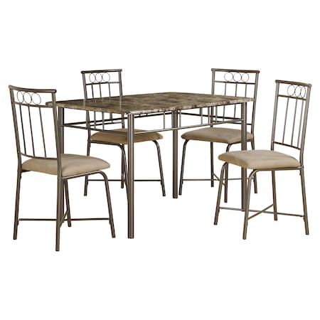 Monarch Specialties Dining Set - 5Pcs Set / White Bench And 3 Side Chairs I 1029